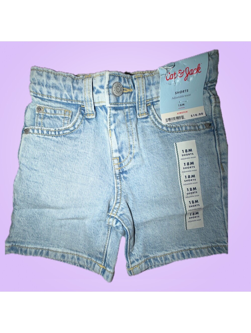 Cat & Jack Baby Girls 18M Light Wash Stretch Denim Shorts New with Tags